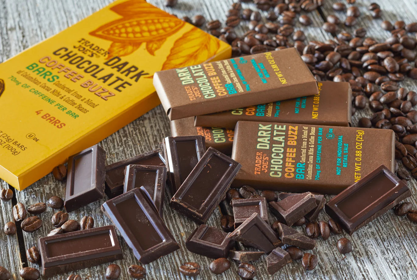 Trader Joe's Dark Chocolate Coffee Buzz Bars- 99g